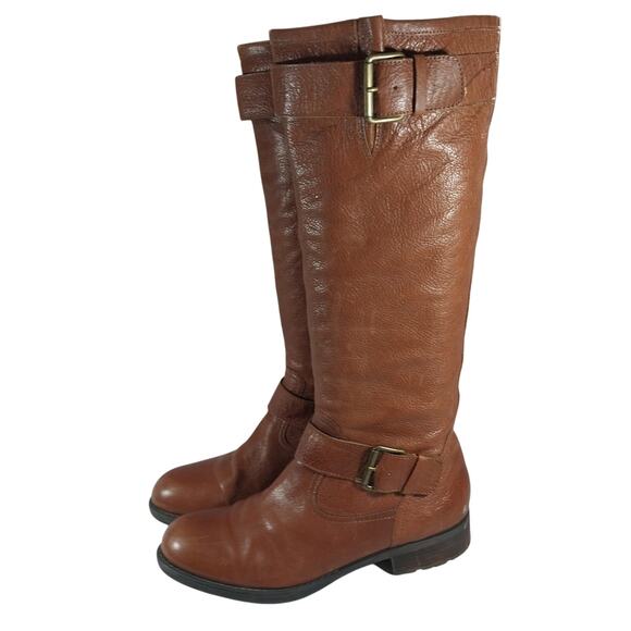 FRANCO SARTO! PECAN BROWN GENUINE LEATHER DUAL BUCKLE & STRAP BOOTS! SZ 9.5M - Picture 1 of 13
